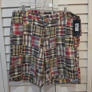 NWT Vintage - Snake Eyes Players Golf Patch Madras Shorts Sz. 36